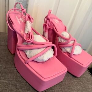 ASOS Pink Strappy Platform Heels